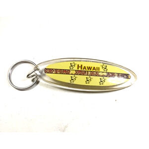 Hawaii Acrylic Surf Board Souvenir Keychain Yellow Red Turtle